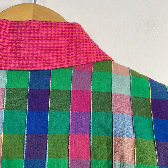 Vintage 90s Y2K Canvasbacks Madras Plaid Cropped Full Zip Jacket 12P 12 Petite L - Picture 8 of 11